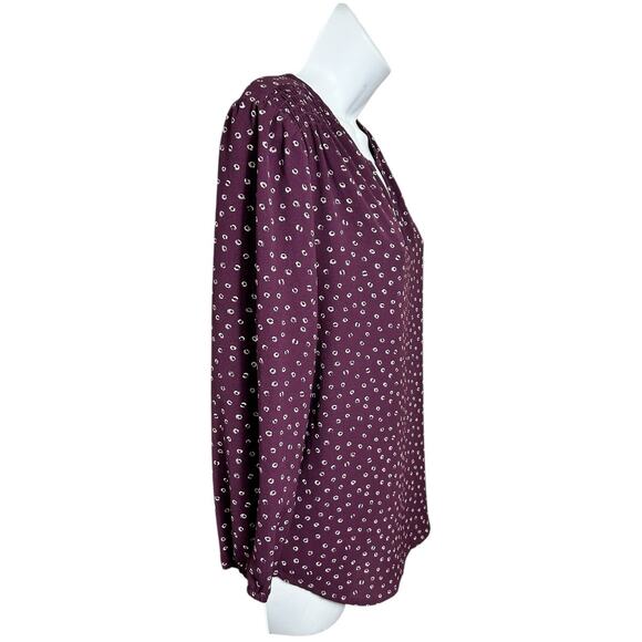Women's fun 2 fun Blouse Sz M Purple Polka Dot V-Neck 3/4 Sleeve Loose Top - Picture 3 of 7